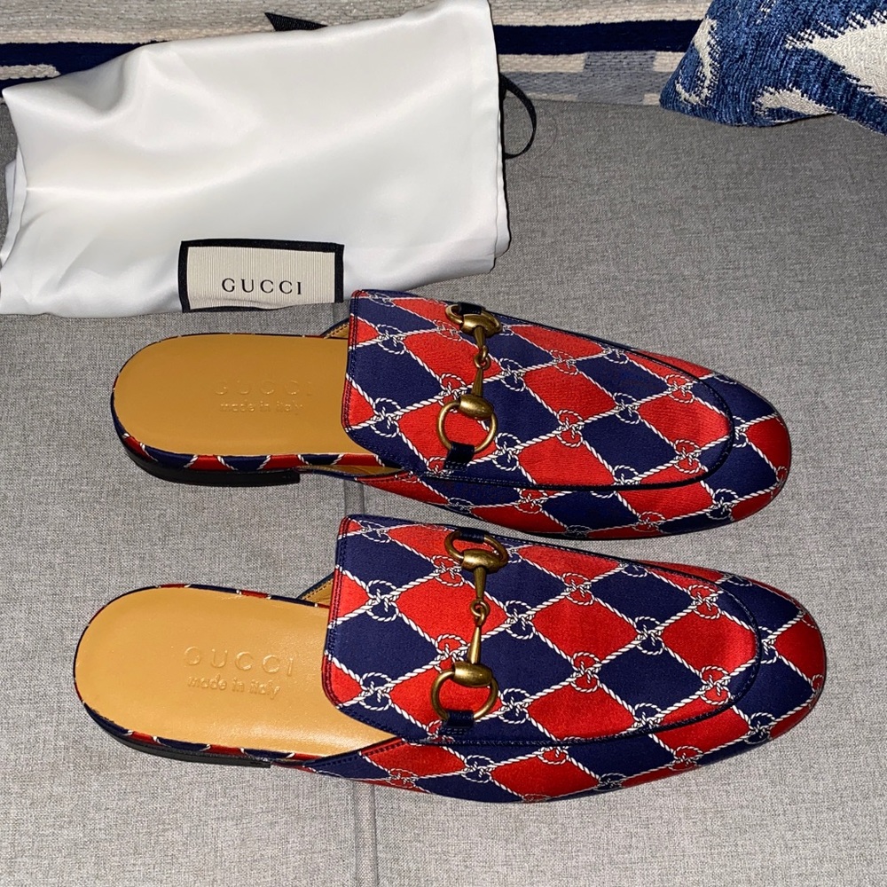 Gucci king rhombus princetown mules horsebit GG NWT